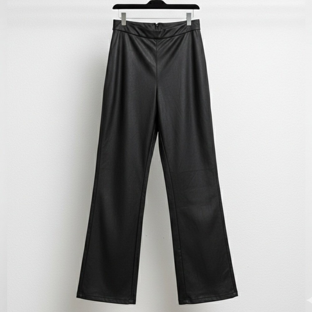 Windsor Black Faux Leather Wide Leg Pants High Waisted Sexy Xsmall
